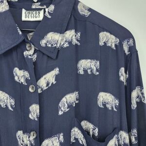 Chicos Design NWT Womens Navy Blue Bear AOP Size 3 (XL/16) Contemporary Artsy
